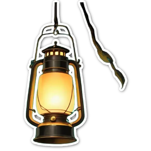 A sticker of a lantern that is hanging by a cord.