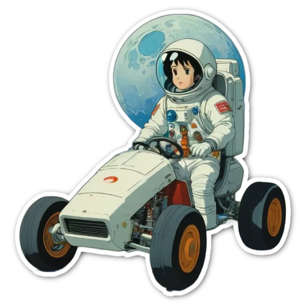 A space suit driver in a cartoonish image.