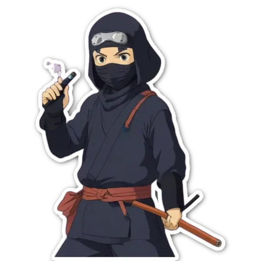 A sticker of a person who looks like a ninja.