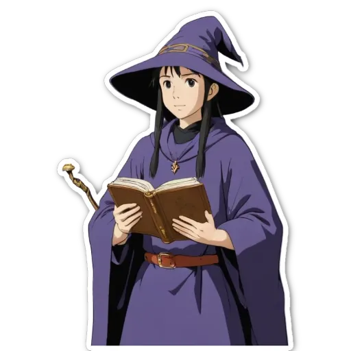 A young woman who looks like she is reading a book with a purple robe on.