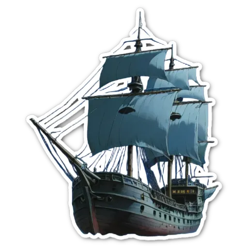 A sticker of a ship that is of the type of a battleship.