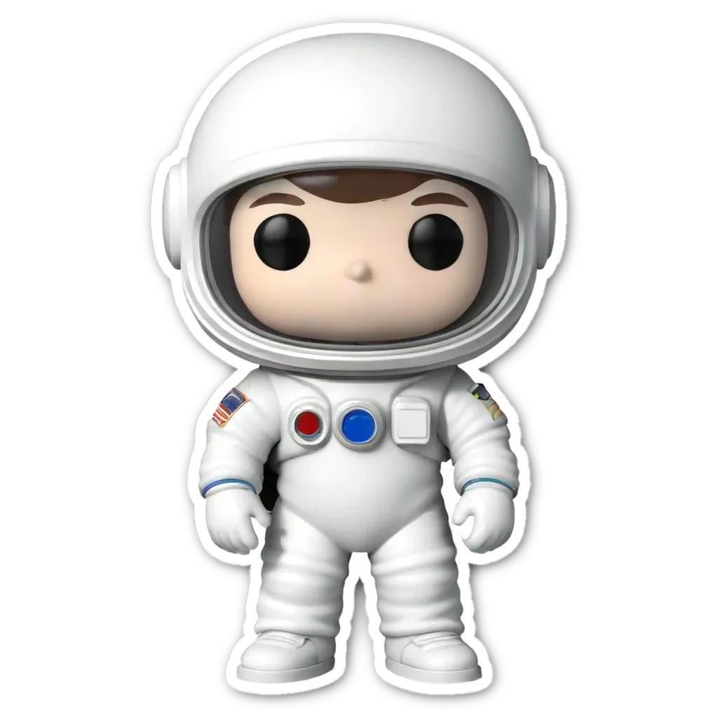 A sticker of a pop figure in space suit.