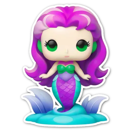 A colorful pop-up toy fish with purple and green coloring.