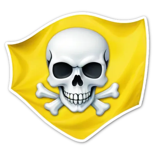 A skull is on a yellow flag.