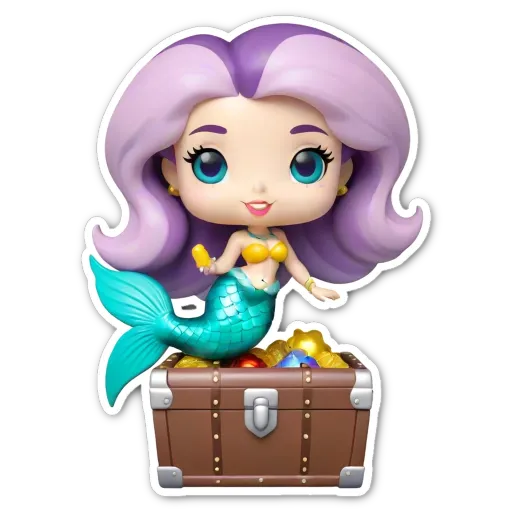 A mermaid sticker in color is sitting on a black background.