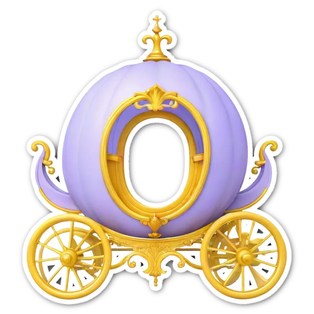 A purple and gold carriage is the letter O.