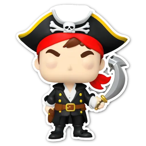 A pirate holding a sword that is colorful.