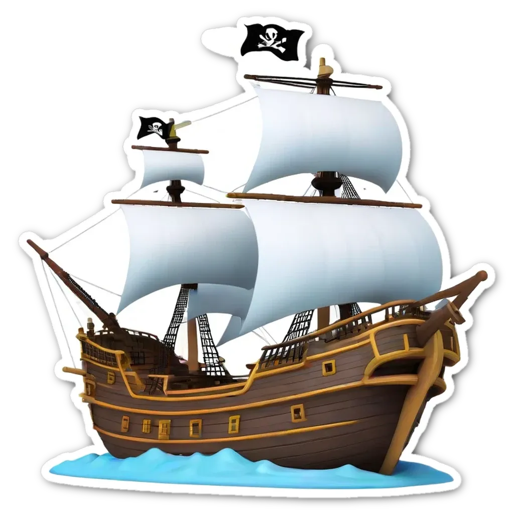 a sticker of a ship that says 'jolly roger' on it.