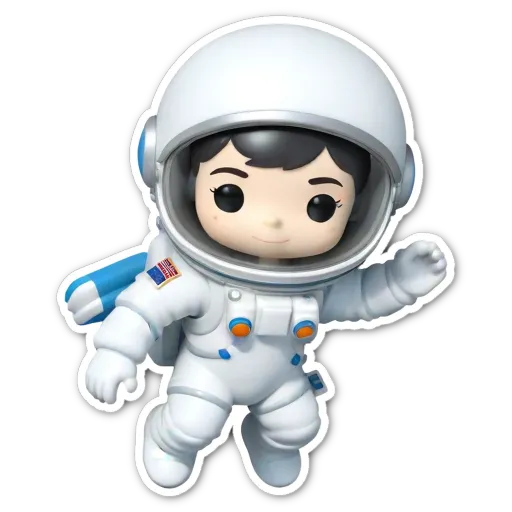 A picture of a space suit that is colored blue and white.