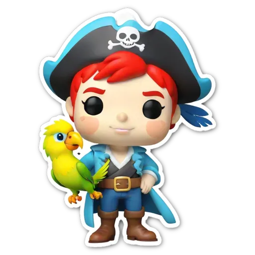 a boy in a pirate costume holding a parrot.