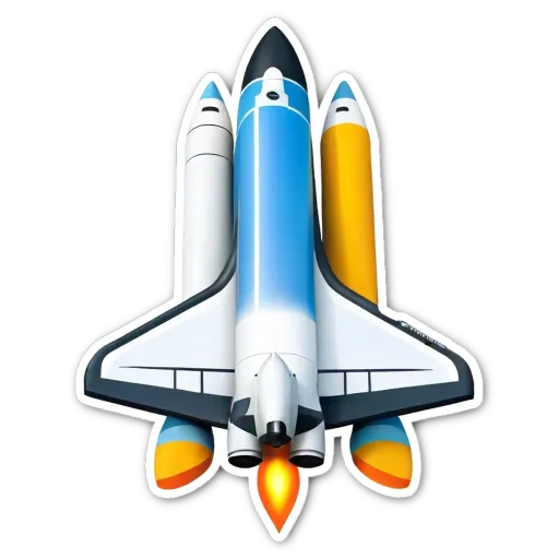 A space shuttle is being decorated with a bunch of different colored pencils.