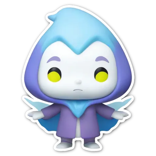 A colorful figure with a blue robe is standing up.
