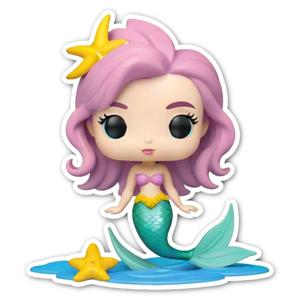 A sticker of a mermaid with a crown on her head.