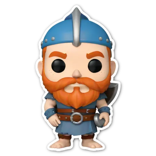 A very detailed and colorful pop figure of a man with a blue helmet.