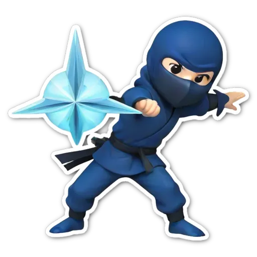 A blue character that is a part of an ad or a game.