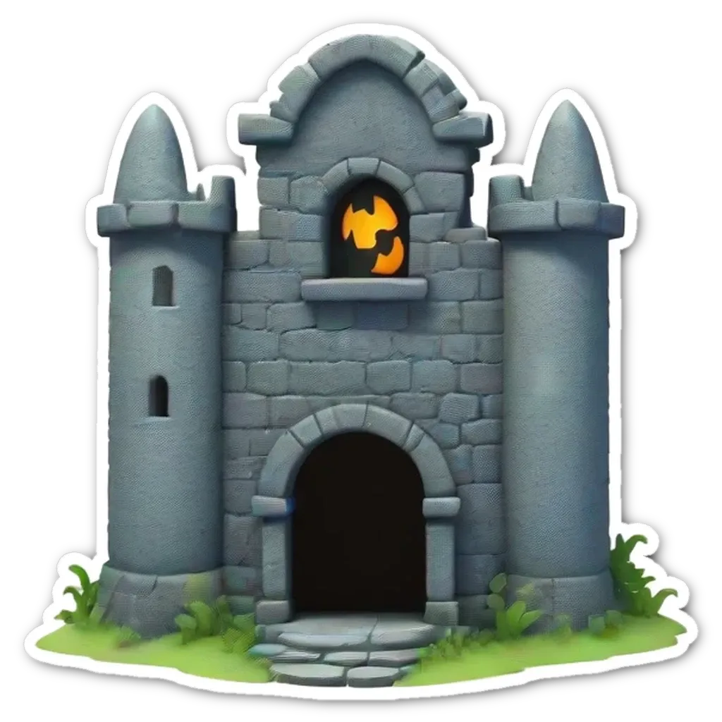 A castle shaped like a castle with a light in the window.