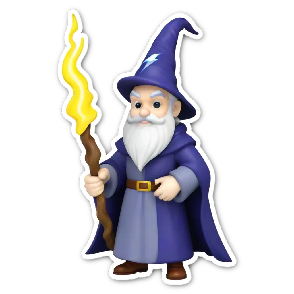 A figure of a wizard with a staff.