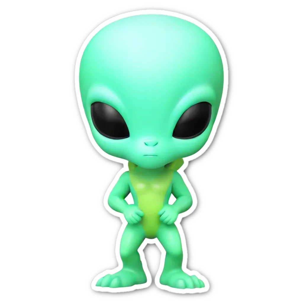 A green alien figure on a black background.