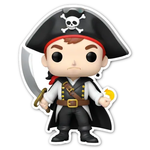 A pop up toy pirate that has a sword and a ball.