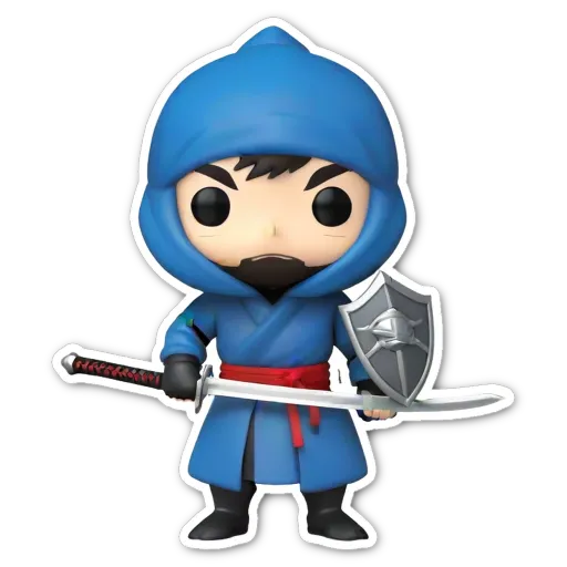 A blue figure with a shield holding a sword.