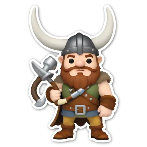 A plastic viking figure holding a hammer and standing on a black background.