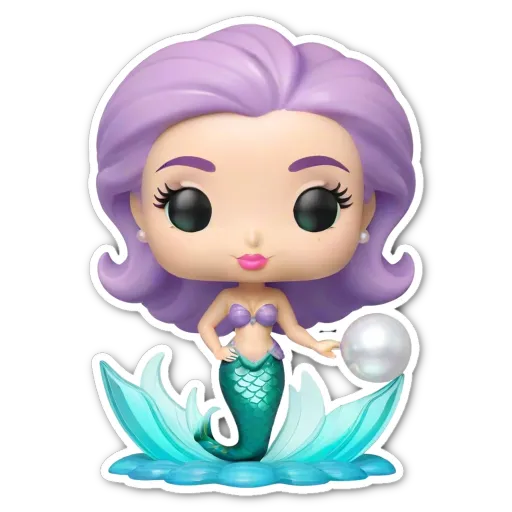 A purple figure with a pearl in her mouth.