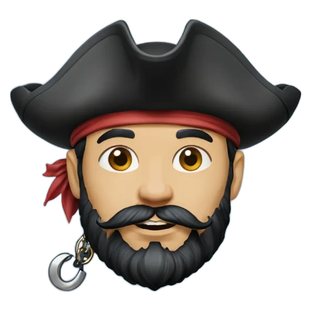 A pirate face made out of an iPhone is wearing a black bandana.