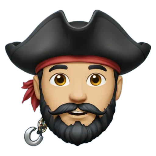 A pirate face made out of an iPhone is wearing a black bandana.