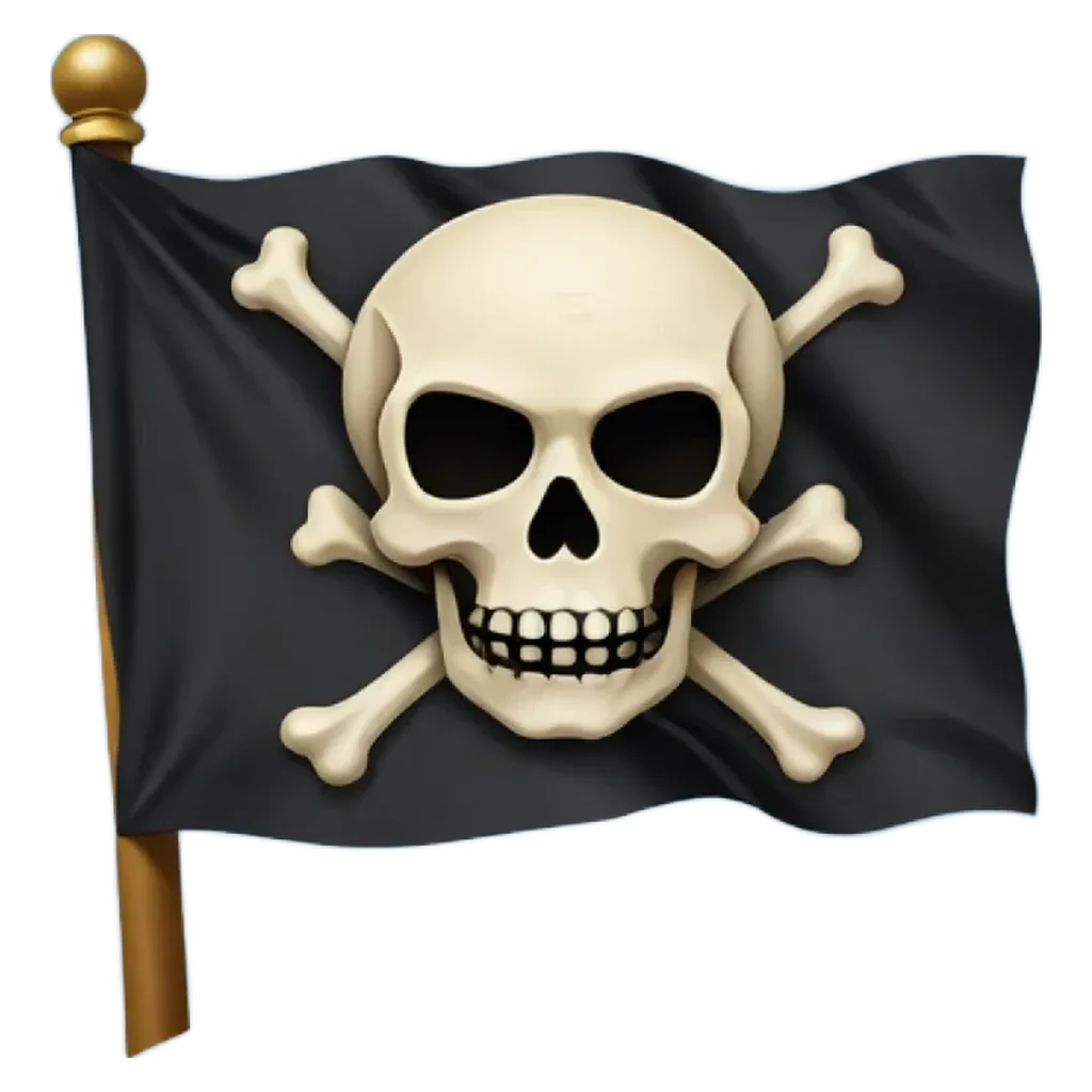 A skull is on a flag with two crossbones.