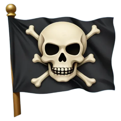 A skull is on a flag with two crossbones.