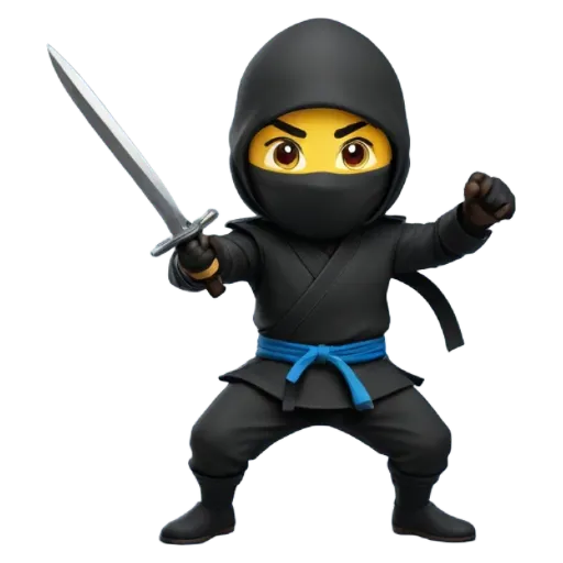 A character that looks like a ninja with a katana sword.