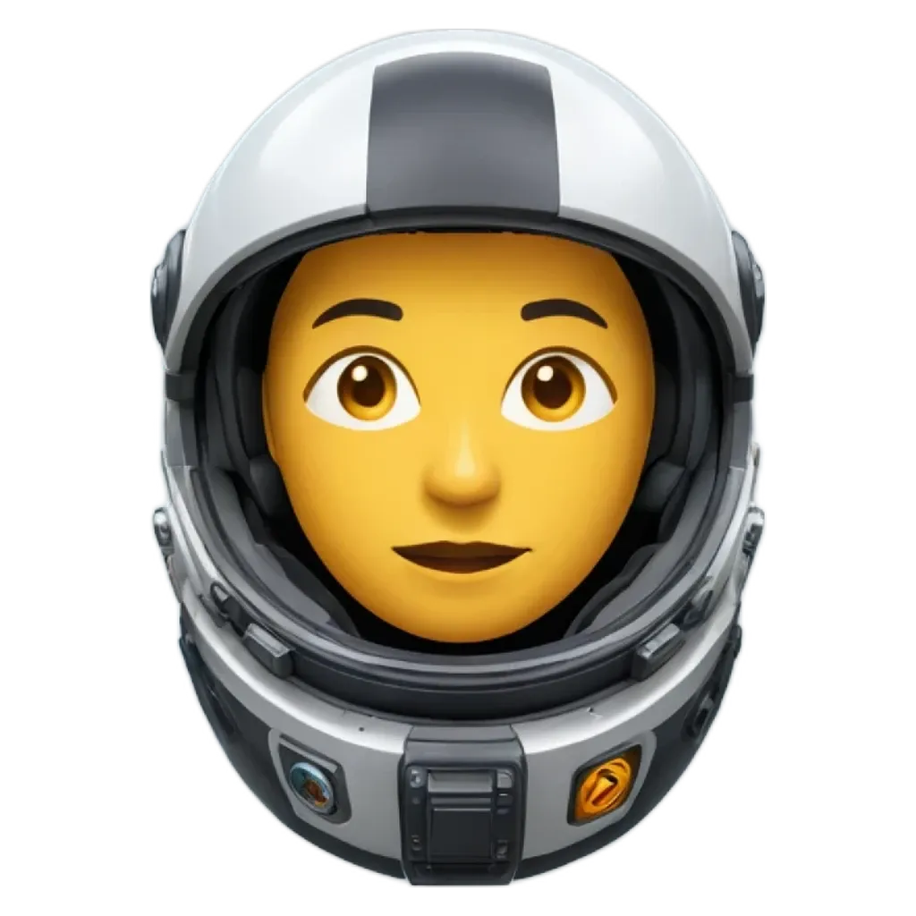 A face is emojis of a woman in a helmet and it is black and white.