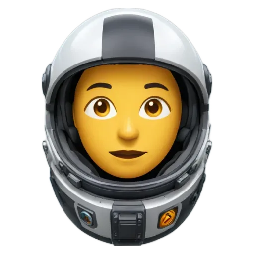 A face is emojis of a woman in a helmet and it is black and white.