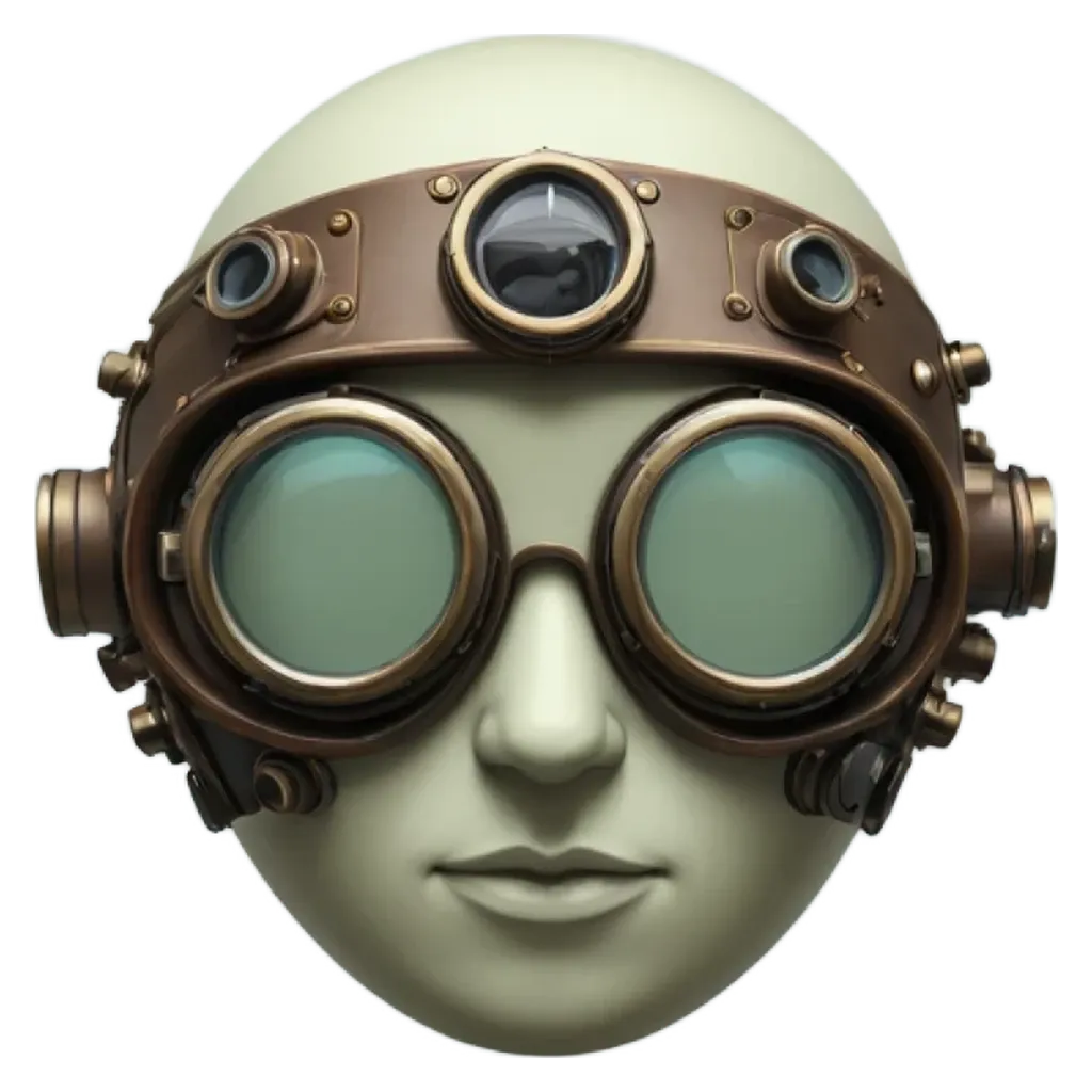 A person wearing a steampunk style mask with goggles.