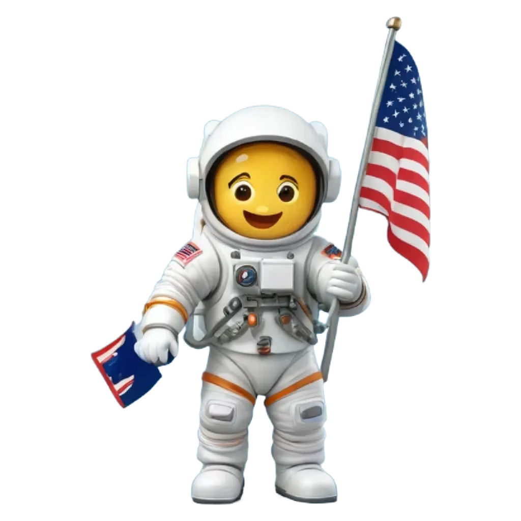 A lego person holding a flag and a book.