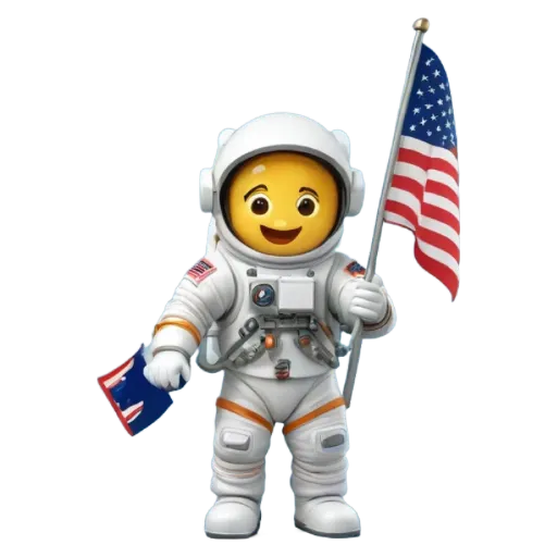 A lego person holding a flag and a book.