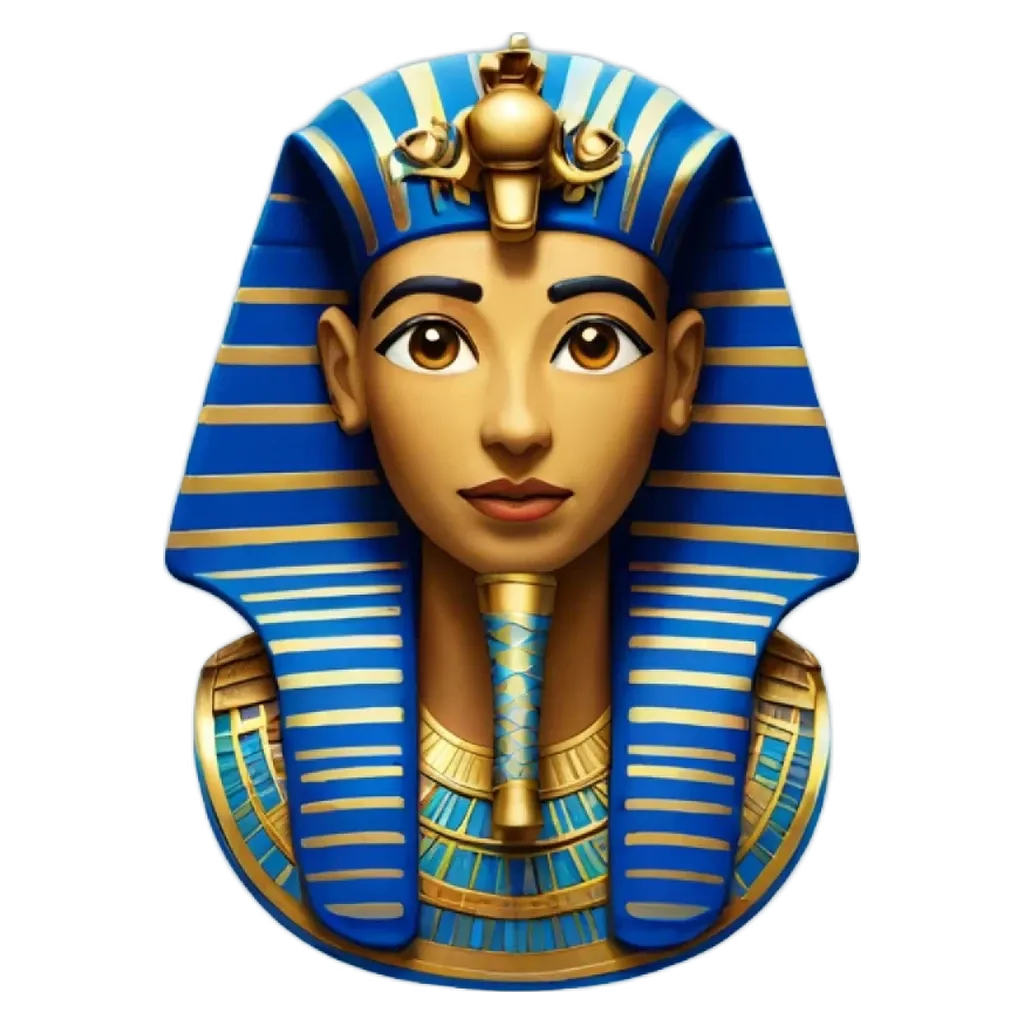 an image of an egyptian pharaoh that is blue and gold.