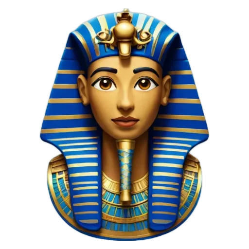 an image of an egyptian pharaoh that is blue and gold.