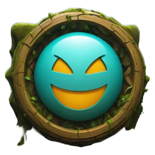 A logo for an app has a face on it with yellow eyes and a green mouth.