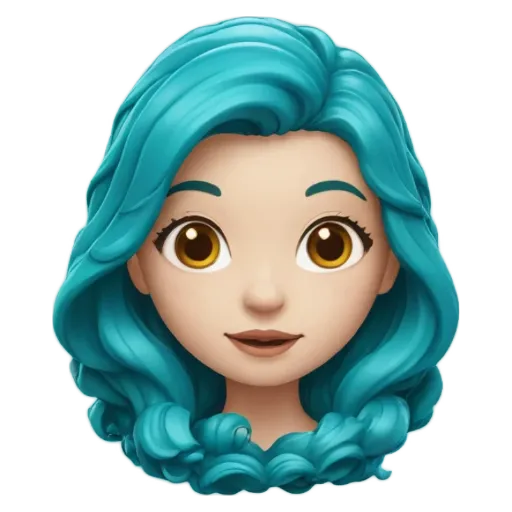 A face of a girl with blue hair.