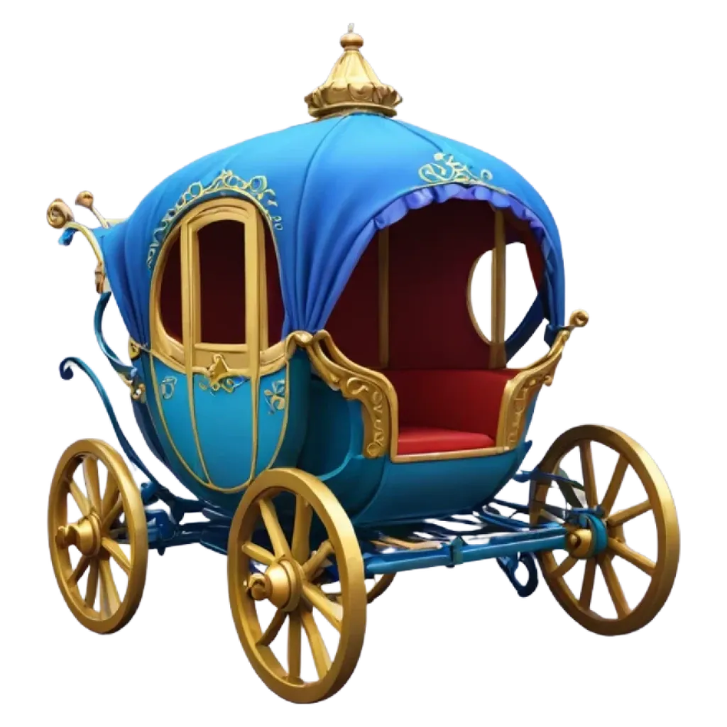 A blue carriage drawn on a black background.