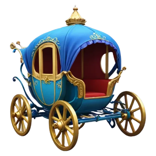 A blue carriage drawn on a black background.