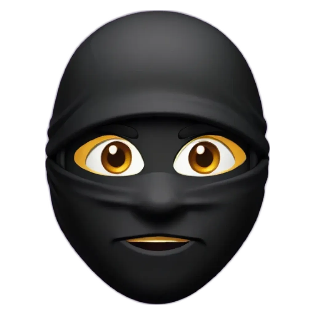 A face mask with black eyes and a black mask over the mouth.