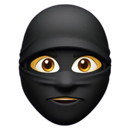 A face mask with black eyes and a black mask over the mouth.