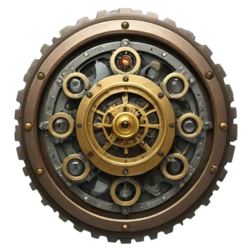 A very detailed and complex clock that is the center of a round object.