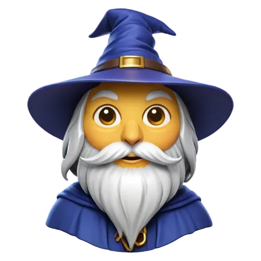 An image of a wizard that is blue in color.