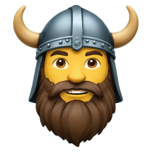 A face mask of a Viking with a beard and mustache.