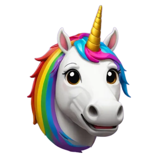 A rainbow colored unicorn with a black background.
