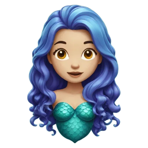 A mermaid head with a black and blue color scheme.