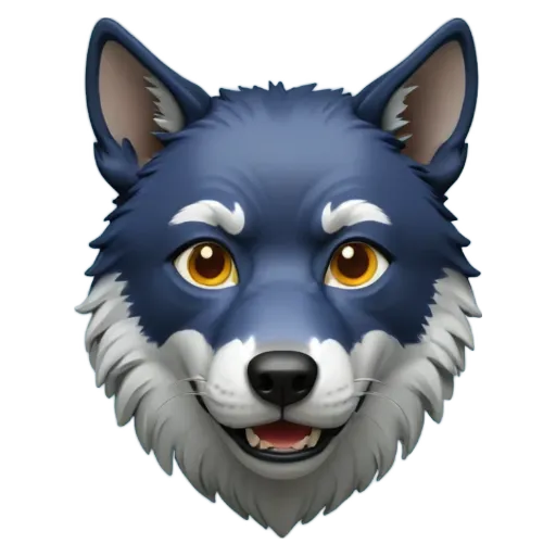 A blue cartoon wolf face is the head of a new generation of artificial intelligence.